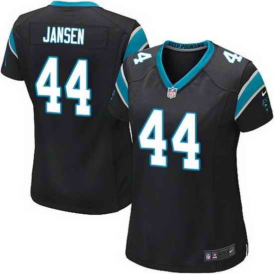 Nike Panthers #44 J.J. Jansen Black Team Color Women Stitched NFL Jersey